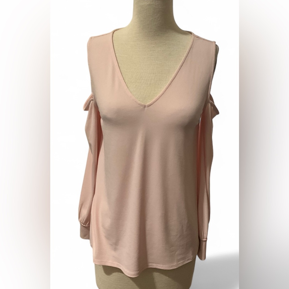 Express Pink Cold Shoulder Blouse Women's Size S Short Sleeve Cutout Top